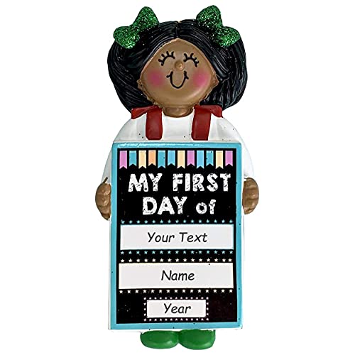 First Day of School Personalized Ornament (African American Girl First Day) Default Title