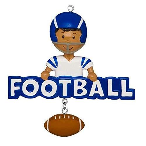 Football Player Personalized Ornament (African American Football Letter)