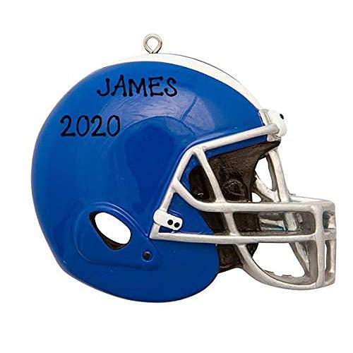 Football Player Personalized Ornament (Football Helmet Blue)