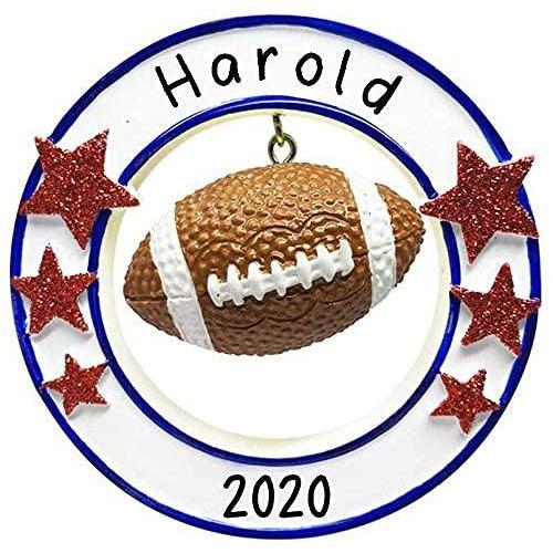 Football Player Personalized Ornament (Football with Star)