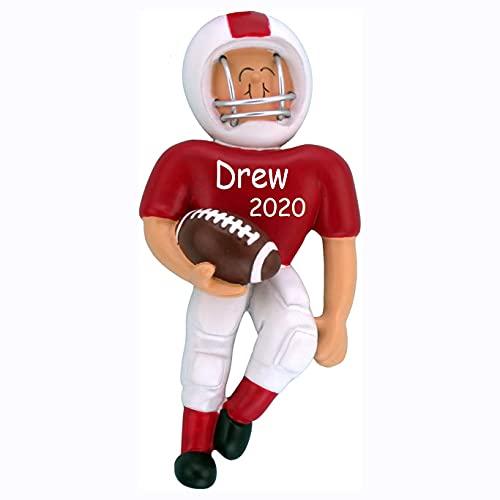 Football Player Personalized Ornament (Red Jersey Football Player)