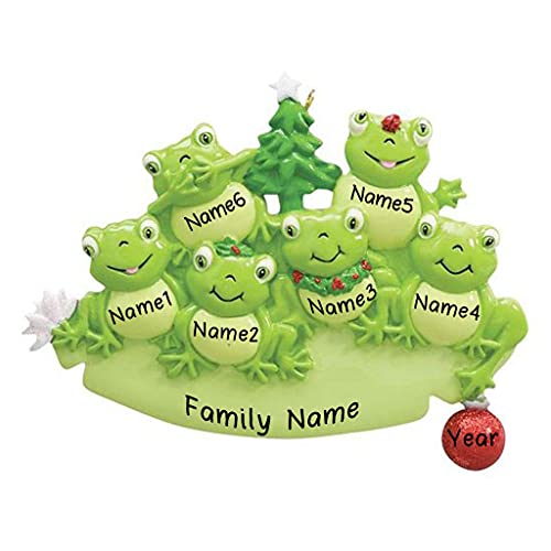 Frog Pad Personalized Ornament (Family of 6)