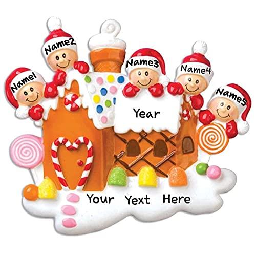 Gingerbread House Family Personalized Ornament (Family of 5) Default Title