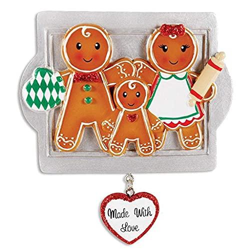 Gingerbread Made with Love Family Personalized Ornament (Family of 3) Default Title