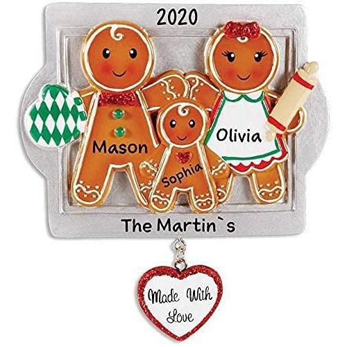 Gingerbread Made with Love Family Personalized Ornament (Family of 3)