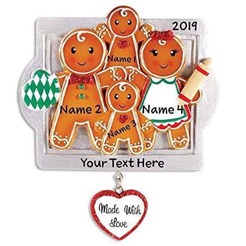 Gingerbread Made with Love Family Personalized Ornament (Family of 4) Default Title