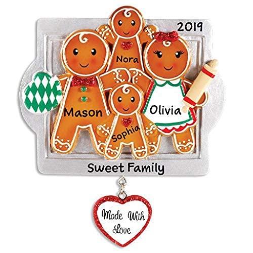 Gingerbread Made with Love Family Personalized Ornament (Family of 4)
