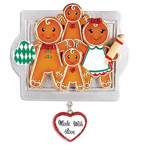 Gingerbread Made with Love Family Personalized Ornament (Family of 4)