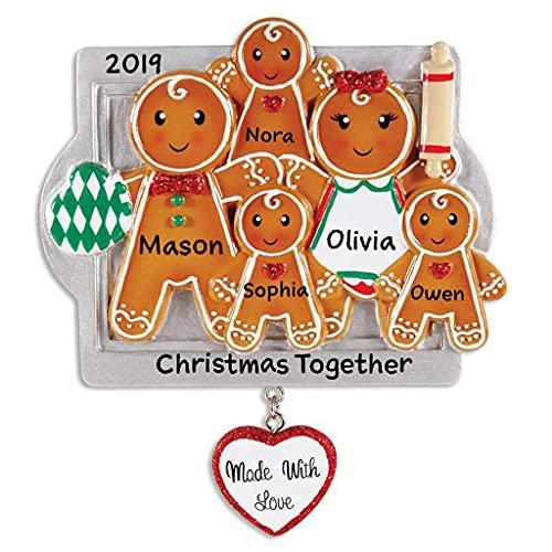 Gingerbread Made with Love Family Personalized Ornament (Family of 5)