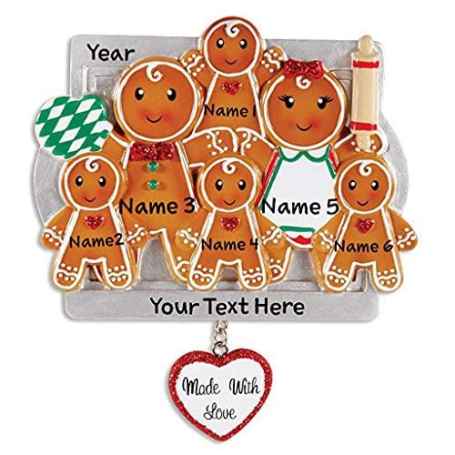Gingerbread Made with Love Family Personalized Ornament (Family of 6) Default Title