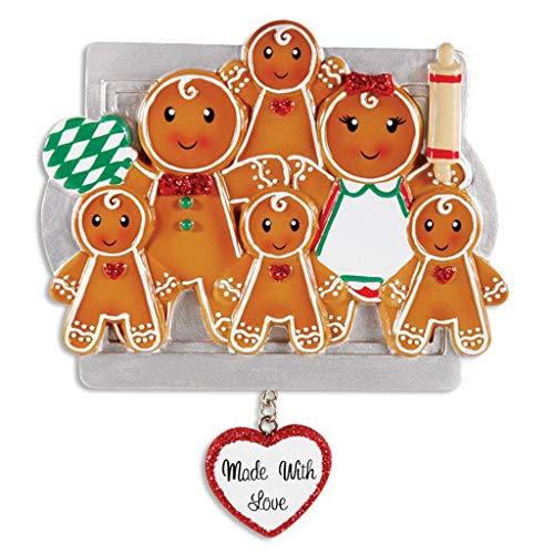 Gingerbread Made with Love Family Personalized Ornament (Family of 6)