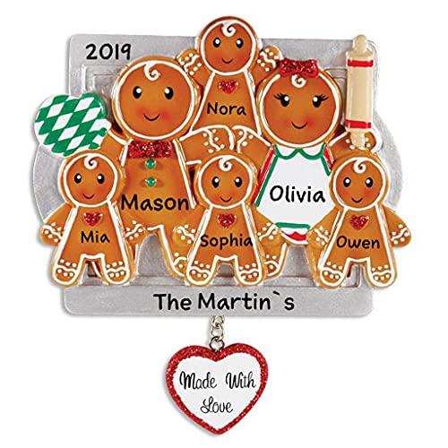 Gingerbread Made with Love Family Personalized Ornament (Family of 6)