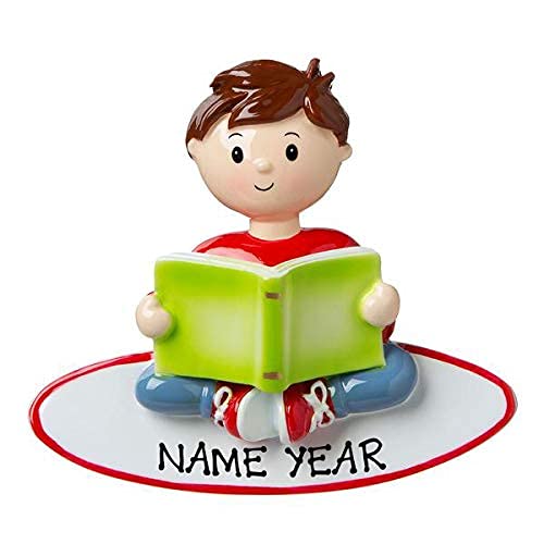 Girl/Boy Reading a Book Club Personalized Ornament (Boy) Default Title