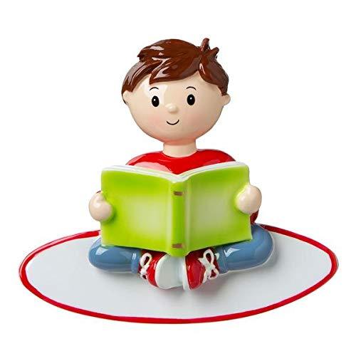 Girl/Boy Reading a Book Club Personalized Ornament (Boy)