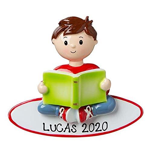 Girl/Boy Reading a Book Club Personalized Ornament (Boy)