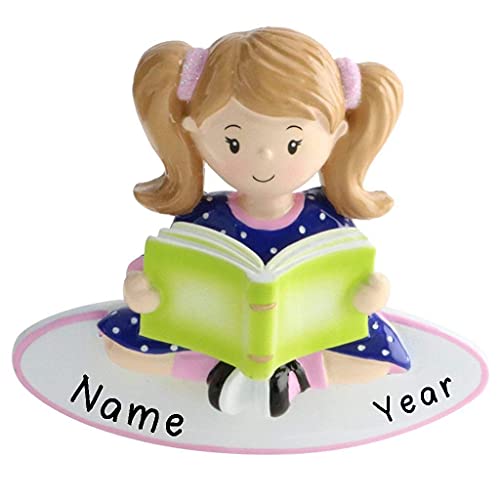 Girl/Boy Reading a Book Club Personalized Ornament (Girl) Default Title