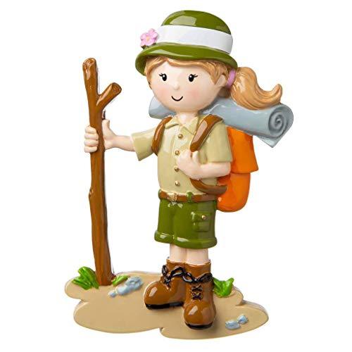 Girl Hiking with Walking Stick Personalized Ornament