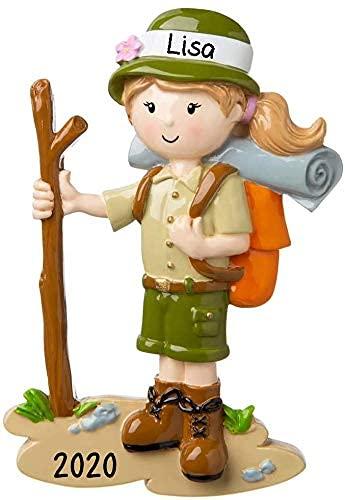 Girl Hiking with Walking Stick Personalized Ornament