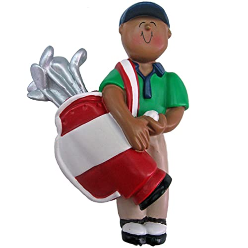 Golfer Boy Personalized Ornament (Male African American) Default Title