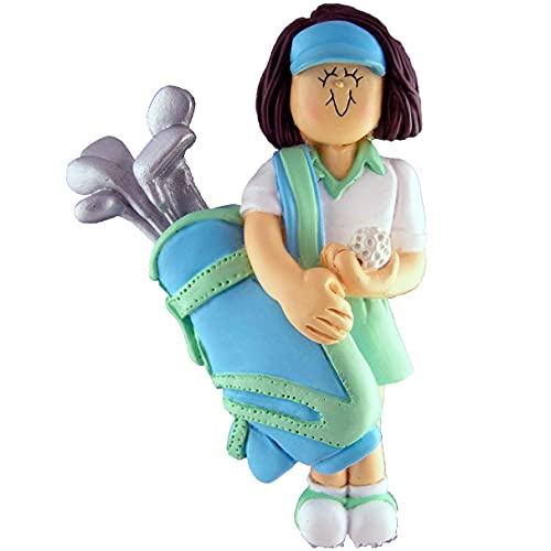 Golfer Girl Personalized Ornament (Female Brown) Default Title