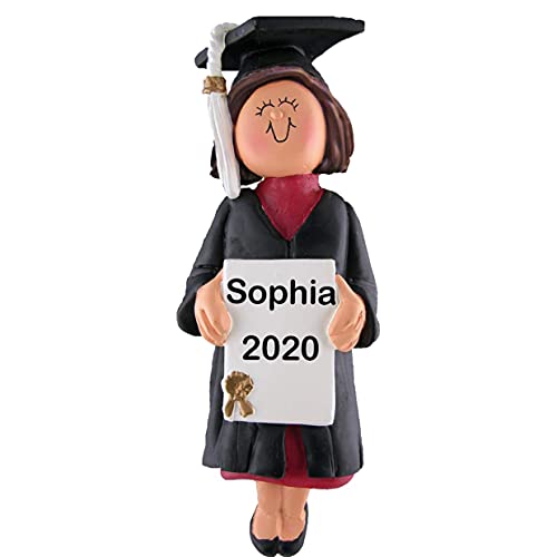 Graduate Girl Personalized Ornament (Graduate Female Brown)