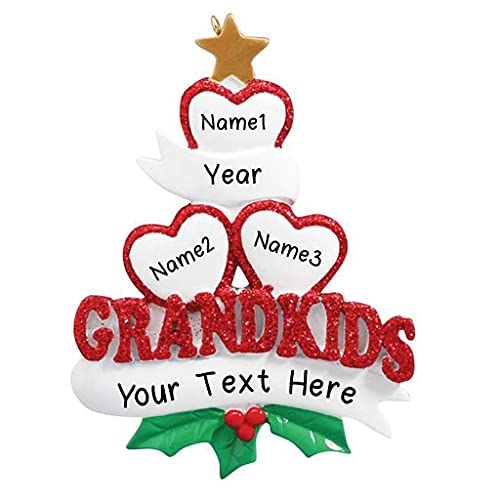 Grandkid Hearts Family Personalized Ornament (Family of 3) Default Title