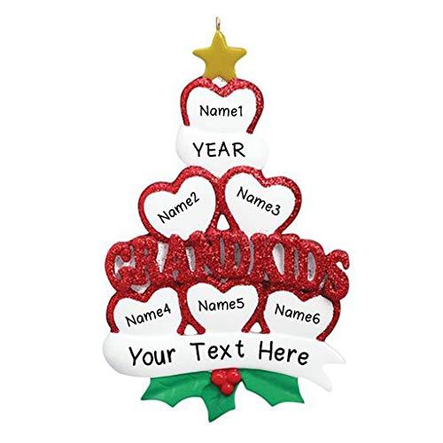 Grandkid Hearts Family Personalized Ornament (Family of 6) Default Title