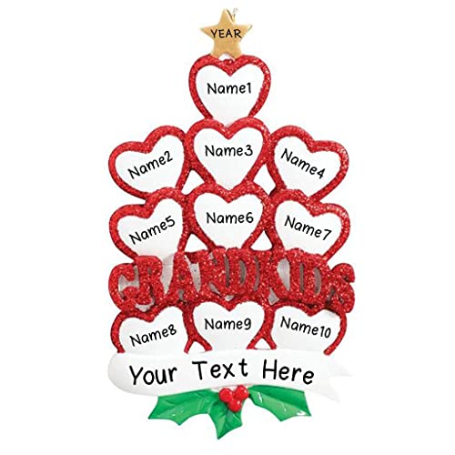 Grandkid Hearts Personalized Ornament (Family of 10)