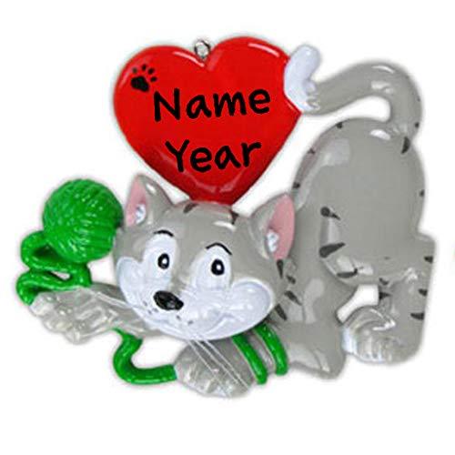 Grey Cat Lover Personalized Ornament