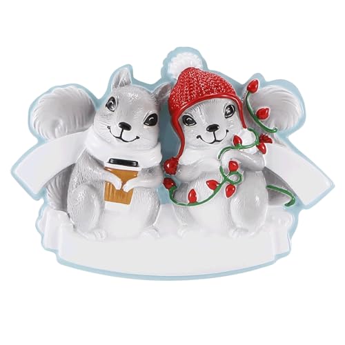 Grey Squirrel Family Personalized Christmas Ornament (Family of 2)