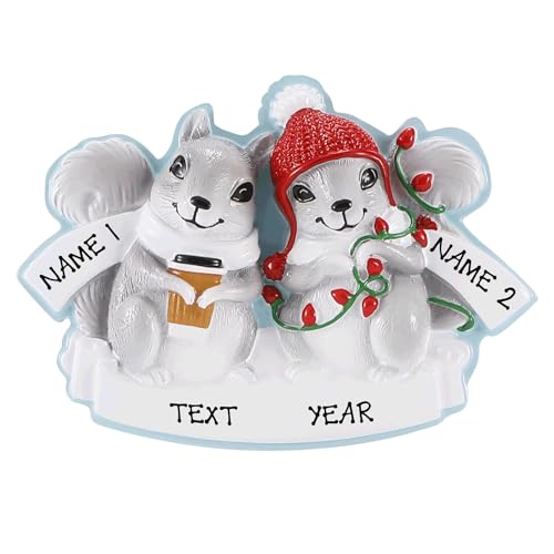 Grey Squirrel Family Personalized Christmas Ornament (Family of 2)