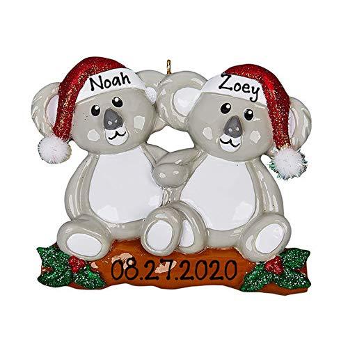 Happy Couple Christmas Tree Personalized Ornament (Koala Couple)
