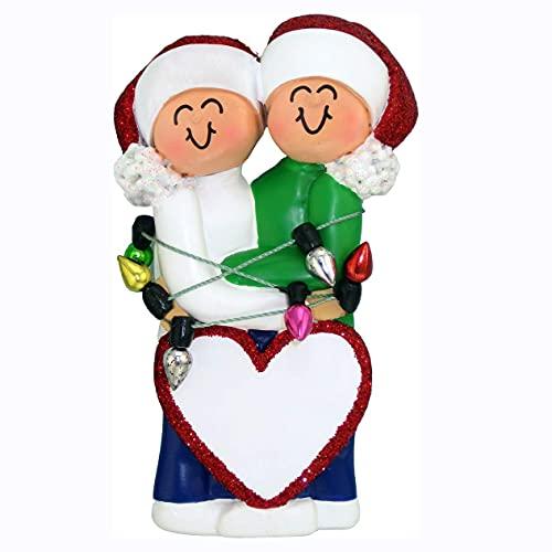 Happy Couple Christmas Tree Personalized Ornament (Tangled Christmas Lights Couple) Default Title