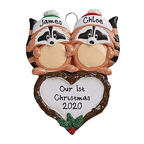 Happy Couple Personalized Ornament (Raccoon Couple)