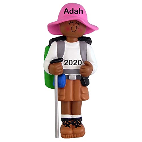 Hiker Personalized Ornament (Female African American)