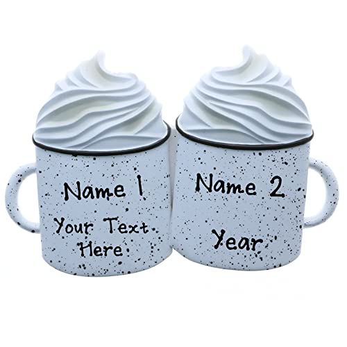 Hot Cocoa with Whipped Cream Personalized Christmas Ornament (Family of 2)