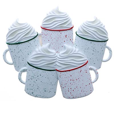 Hot Cocoa with Whipped Cream Personalized Christmas Ornament (Family of 5)