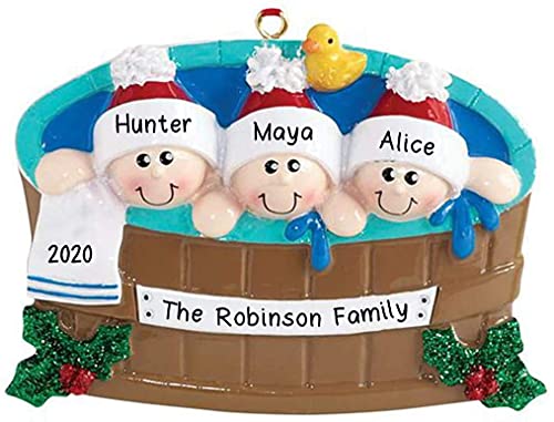 Hot Tub Heaven Family Personalized Ornament (Family of 3)