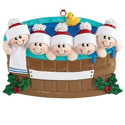 Hot Tub Heaven Family Personalized Ornament (Family of 5)