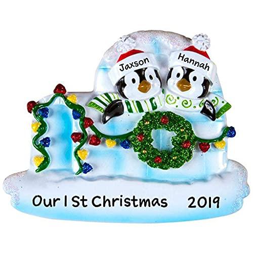 Igloo Penguin Family Personalized Ornament (Family of 2)