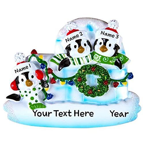 Igloo Penguin Family Personalized Ornament (Family of 3) Default Title