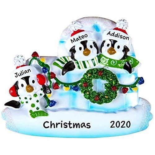 Igloo Penguin Family Personalized Ornament (Family of 3)