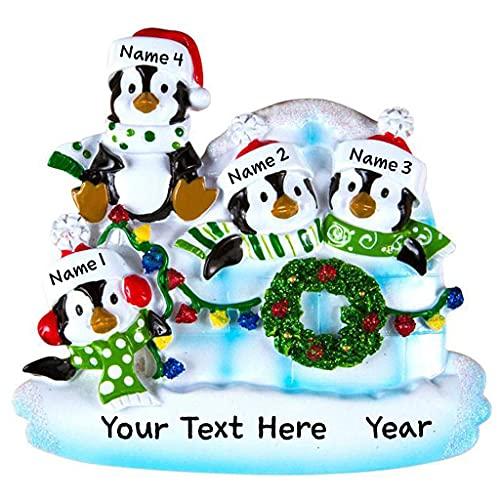 Igloo Penguin Family Personalized Ornament (Family of 4) Default Title