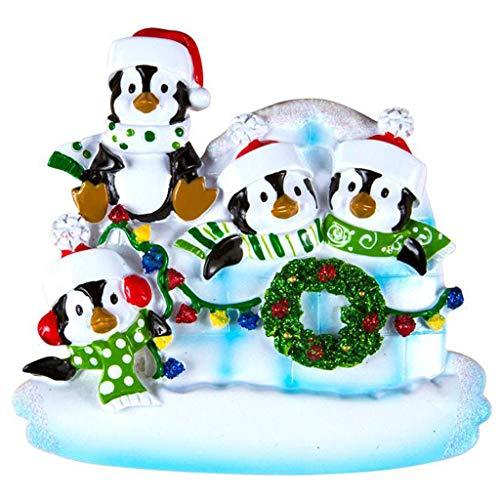 Igloo Penguin Family Personalized Ornament (Family of 4)