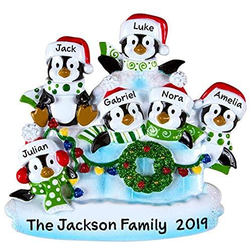 Igloo Penguin Family Personalized Ornament (Family of 6)