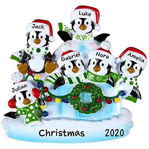 Igloo Penguin Family Personalized Ornament (Family of 6)