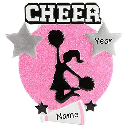 Jumping Cheerleader Pink Silhouette Personalized Ornament Default Title