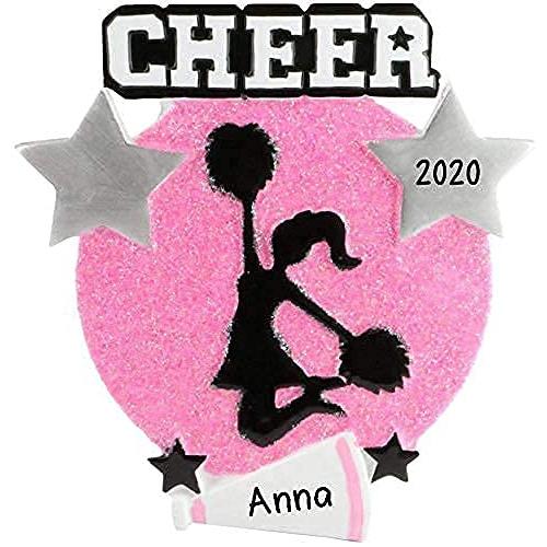 Jumping Cheerleader Pink Silhouette Personalized Ornament