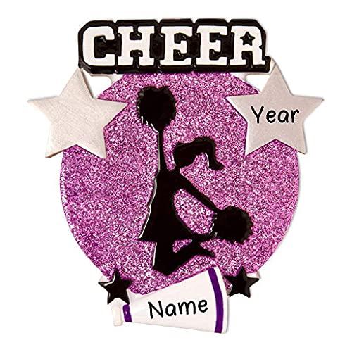 Jumping Cheerleader Purple Silhouette Personalized Ornament Default Title