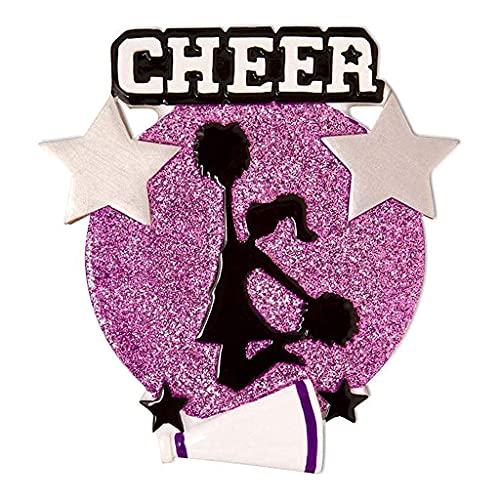 Jumping Cheerleader Purple Silhouette Personalized Ornament